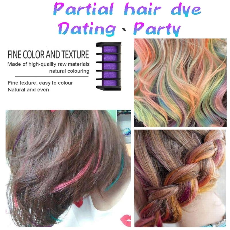 DENESTUP 10 Colors Colorful Hair Chalk Comb, Temporary Bright Hair Color Dye for Women, Washable Hair Chalk for Party Birthday DIY Makeup Cosplay Look - Image 3